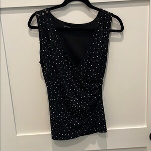 White House Black Market Black and White Dotted Tank Top